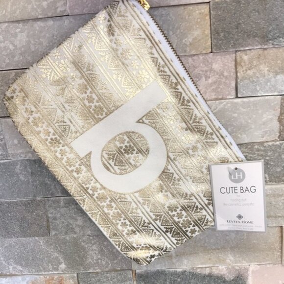 Levtex Monogram Zip Pouch - Metallic - Picture 2 of 5